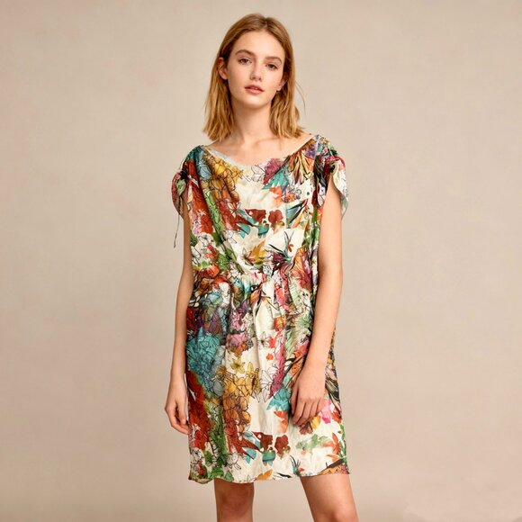 NWOT Diesel Women Floral Midi Dress Oversized Size XXS Pocket
